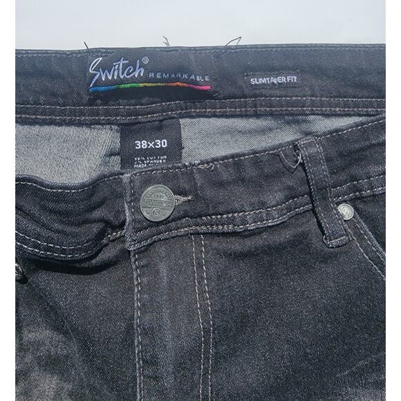 Switch Remarkable Jeans Mens 38x30 Black Paint Splatter Whiskers Hip Hop Denim - Picture 6 of 10